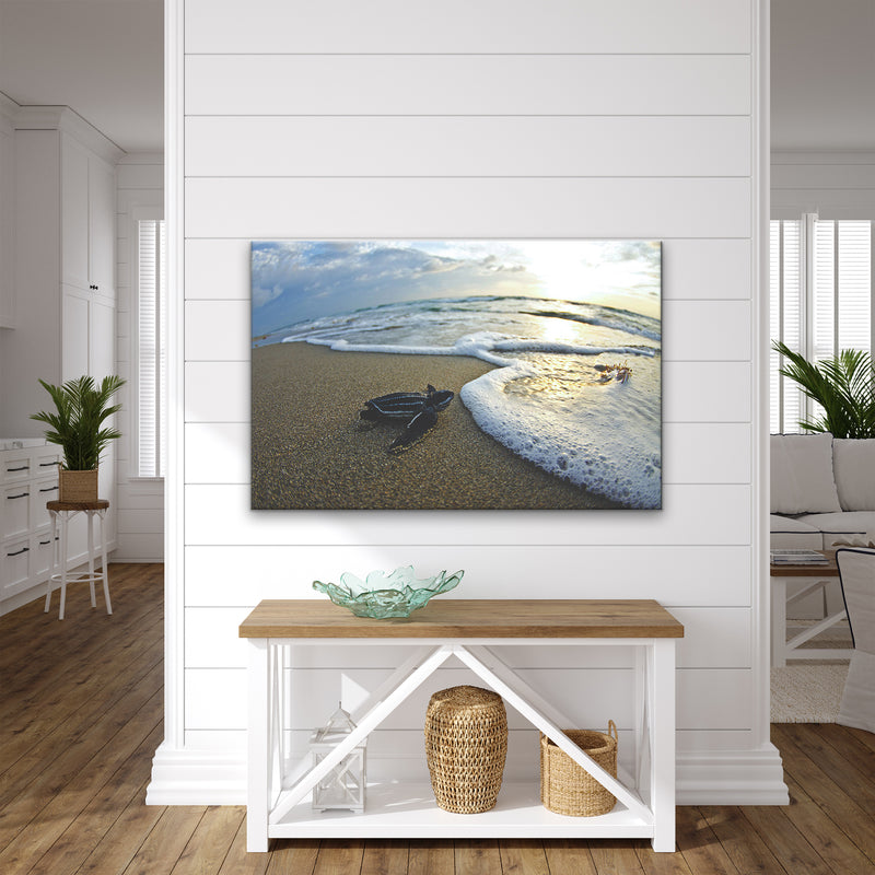 'Turtle Leatherback Wave Watch' Wrapped Canvas Wall Art