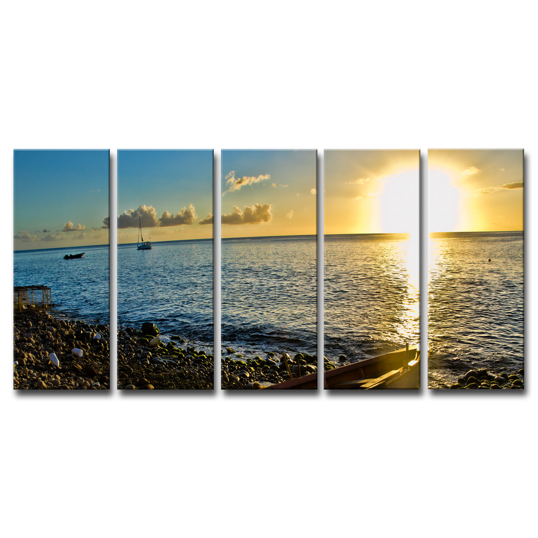 Sunset' Coastal Wrapped Canvas Wall Art Set