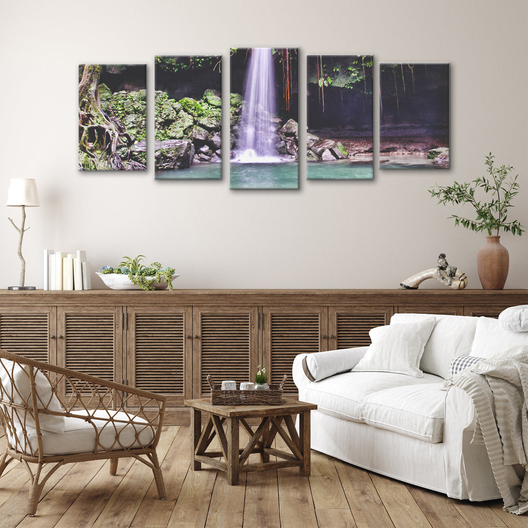 'Waterfall' 5-Piece Wrapped Canvas Wall Art Set - Ready2HangArt