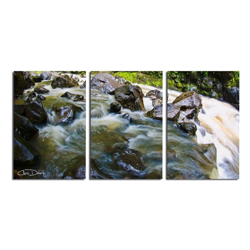 'Maui Rocky Waterfall' 3-Piece Wrapped Canvas Wall Art Set