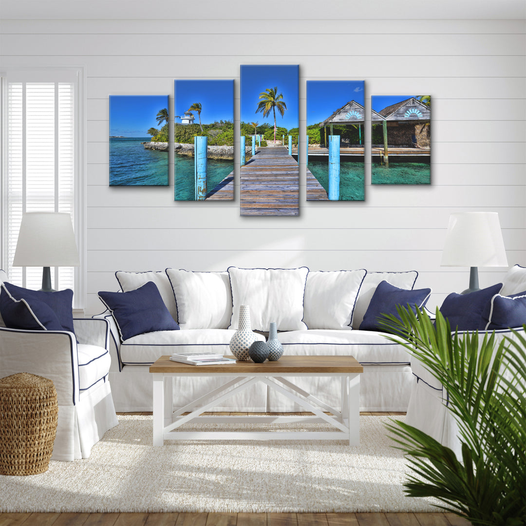 'Tropical Pier' 5-Piece Wrapped Canvas Wall Art Set