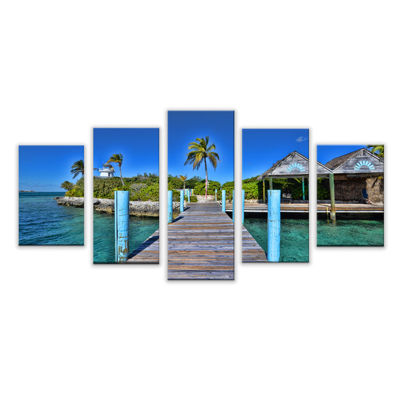 'Tropical Pier' 5-Piece Wrapped Canvas Wall Art Set