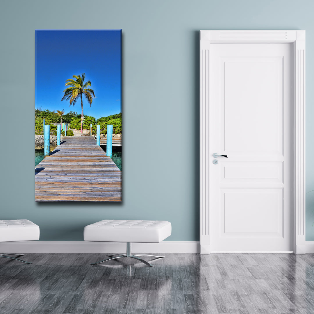 'Rustic Palm Pier' Wrapped Canvas Wall Art
