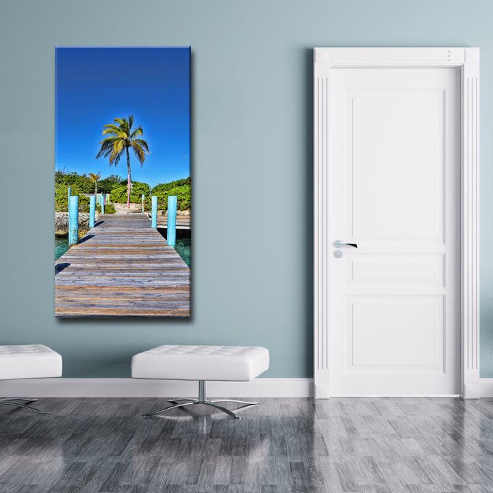 'Rustic Palm Pier' Wrapped Canvas Wall Art