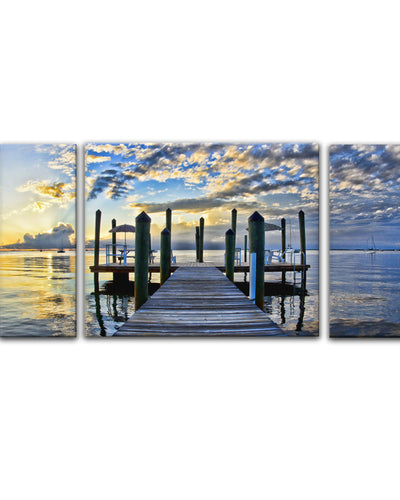 'Pier Burst' 3-Piece Wrapped Canvas Wall Art Set