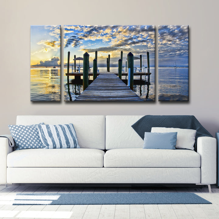 'Pier Burst' 3-Piece Wrapped Canvas Wall Art Set