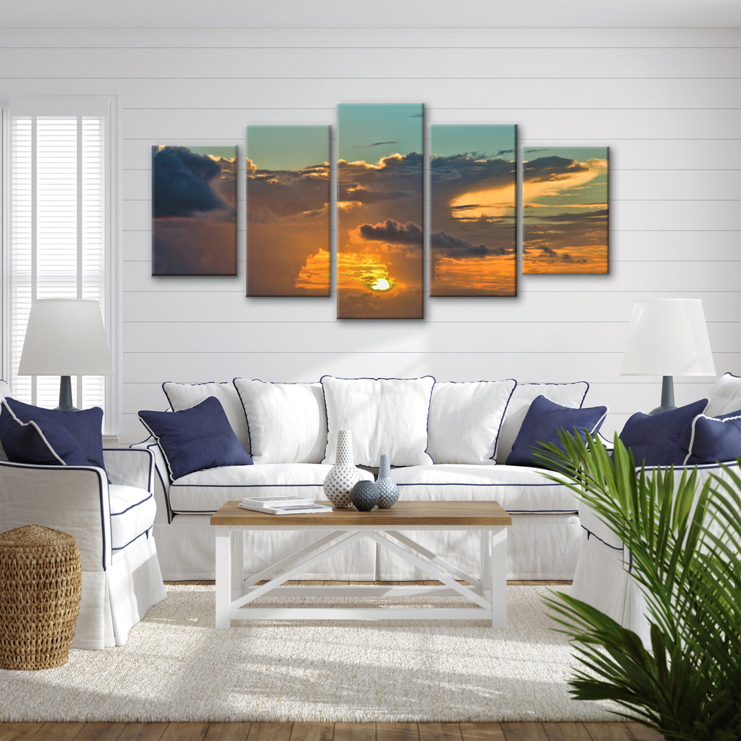 'Ocean Fire' 5-Piece Wrapped Canvas Wall Art Set