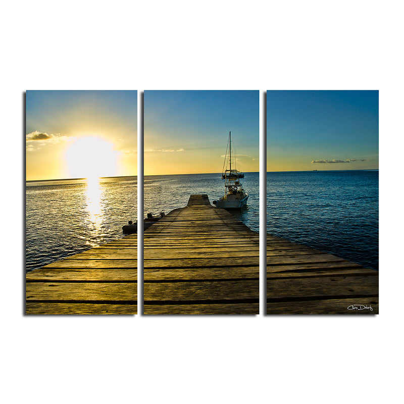 'Wooden Pier' 3-Piece Wrapped Canvas Wall Art Set