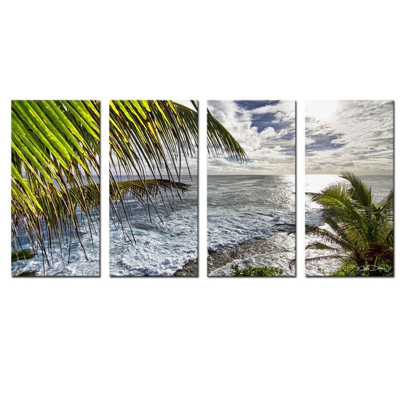 'Palms View' 4-Piece Wrapped Canvas Wall Art Set - Ready2HangArt