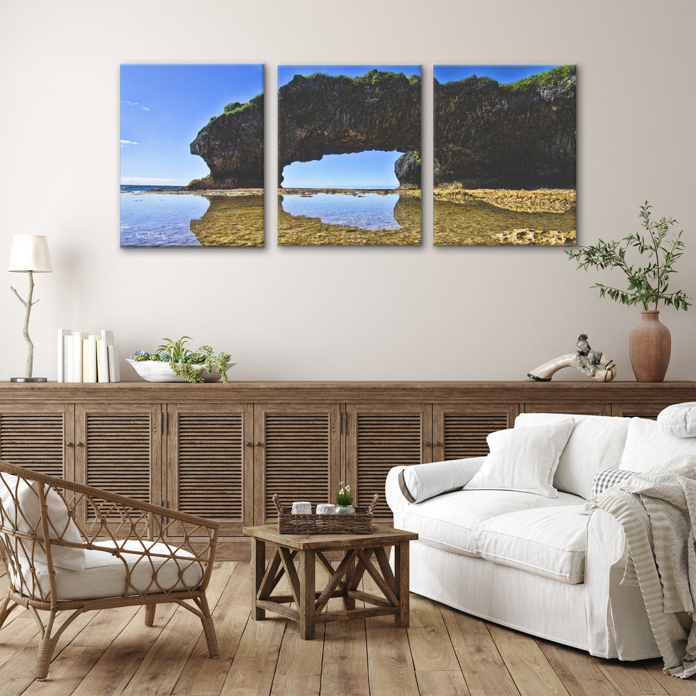 'Aqua Rocks II' 3-Piece Wrapped Canvas Wall Art Set - Ready2HangArt