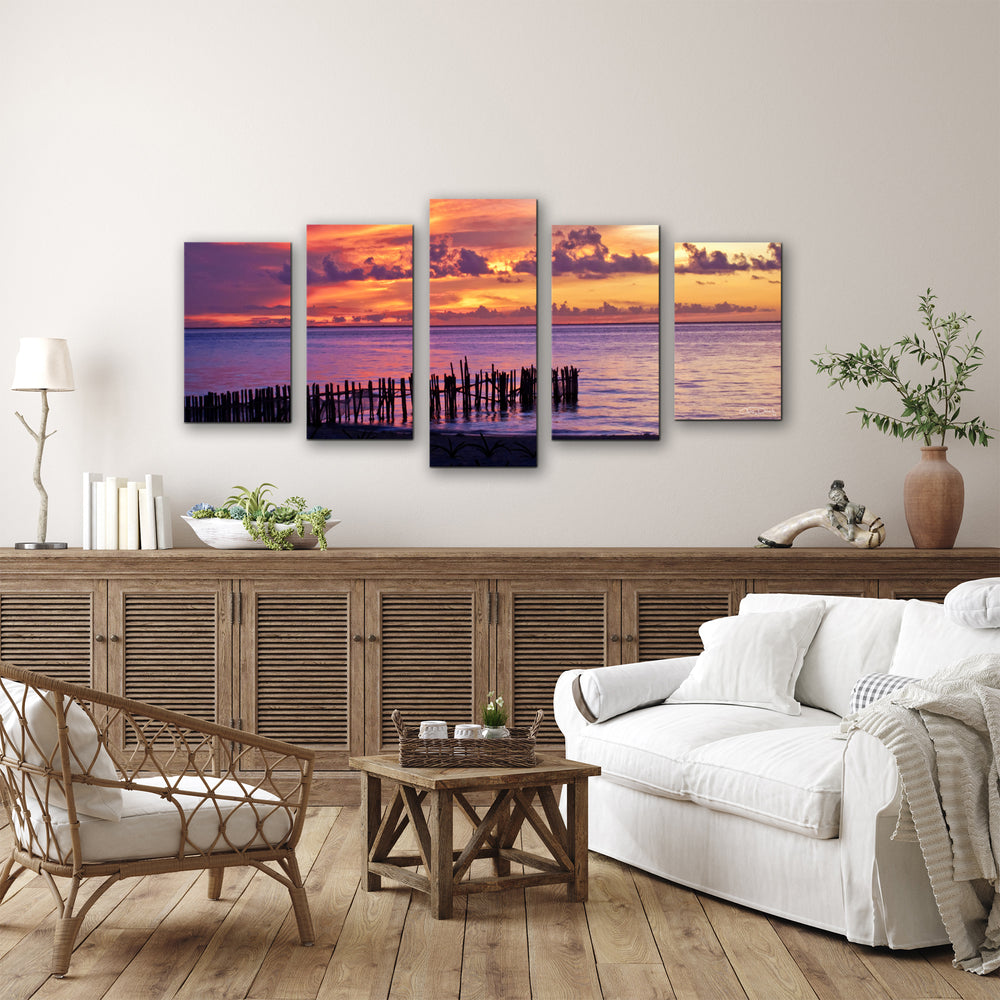 'Mex Sunset II' 5-Piece Wrapped Canvas Wall Art Set - Ready2HangArt