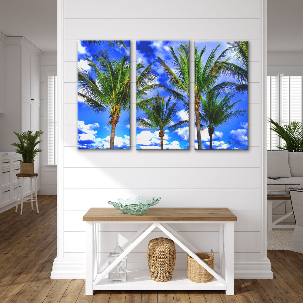 'Shady Palms' 3 Piece Wrapped Canvas Wall Art Set - Ready2HangArt