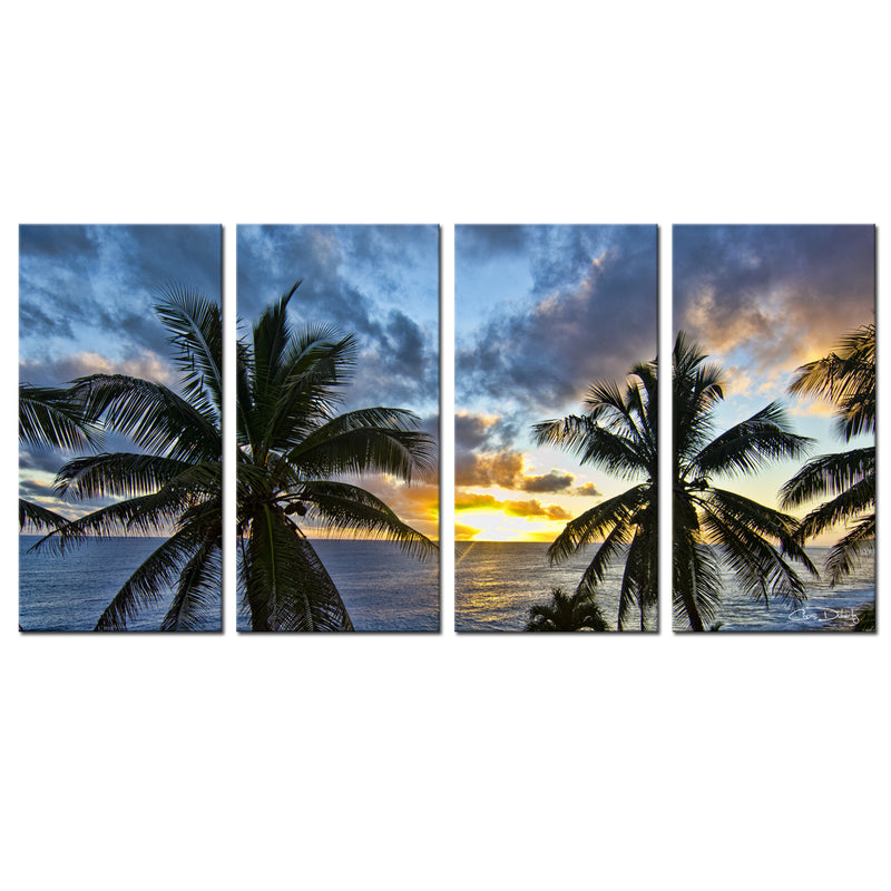 'Niue Sunset III' 4-piece Wrapped Canvas Wall Art Set - Ready2HangArt