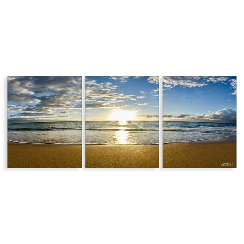 'Maui' 3-Piece Tropical Coastal Beach Sunrise Canvas Wall Art Set ...