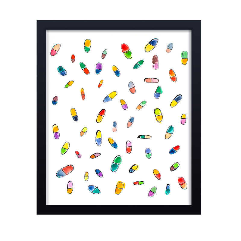 'Happy Pills' Framed Print Wall Art