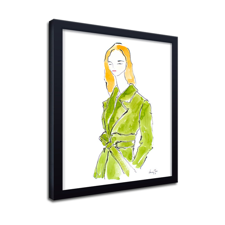 'Girl In Avocado Trench' Framed Print Wall Art