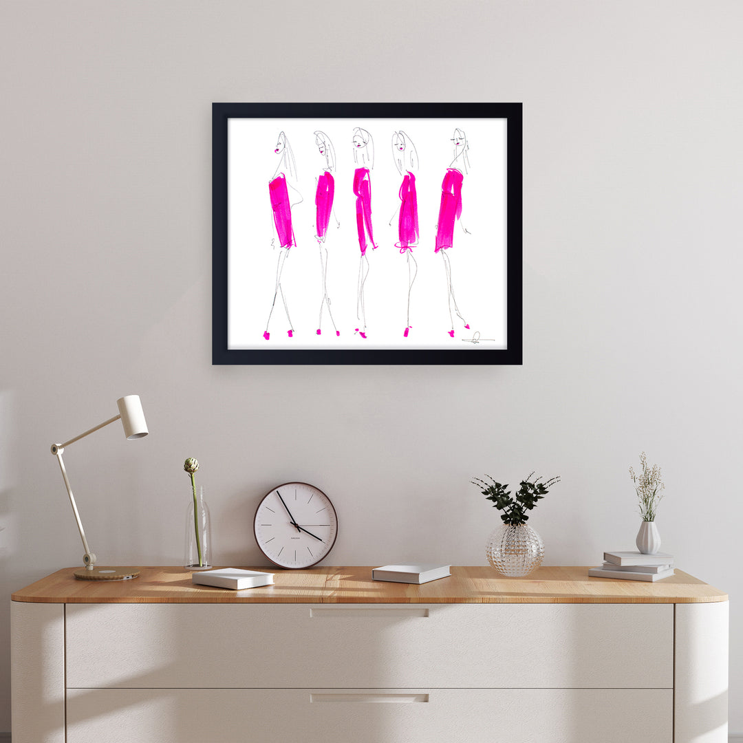 'Five In Fuchsia' Framed Print Wall Art
