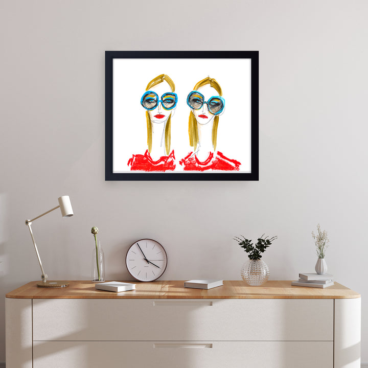 'Babes In Blue Sunnies' Framed Print Wall Art