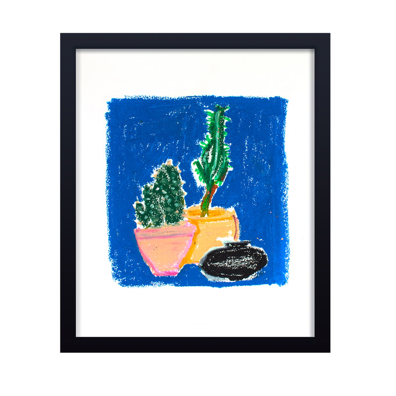 'Cactus In Blue' Framed Print Wall Art