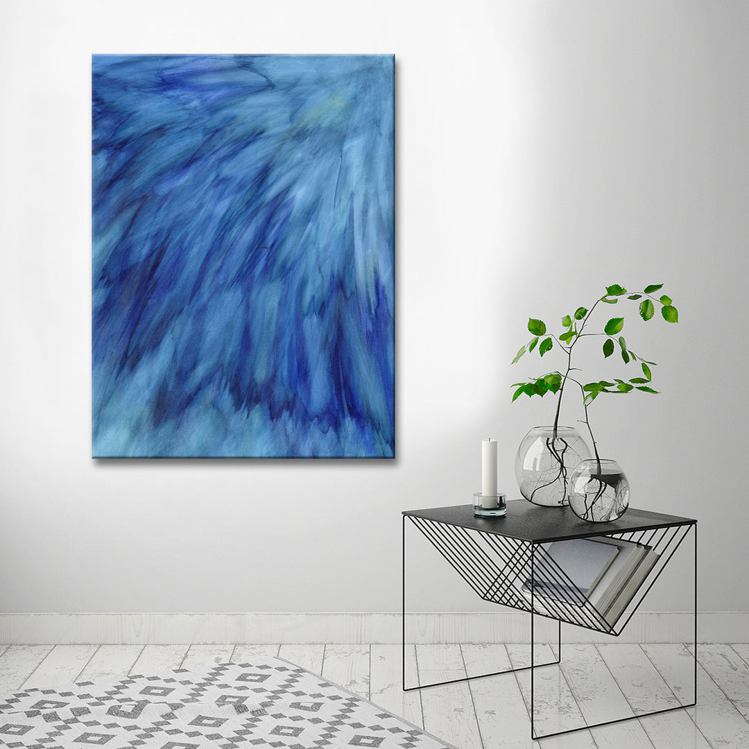 Blue Feathers' Wrapped Canvas Wall Art