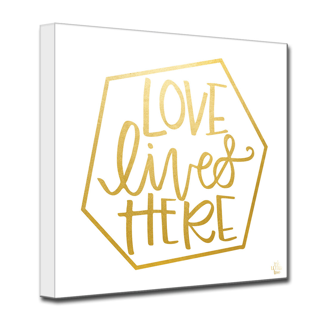 'Love Lives Here' Wrapped Canvas Wall Art