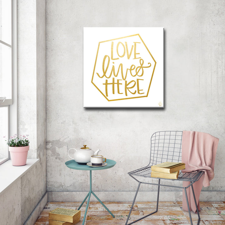 'Love Lives Here' Wrapped Canvas Wall Art