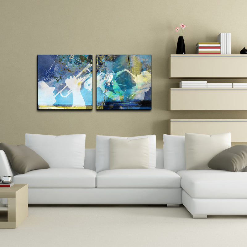 Trumpet and Sax' 2 Piece Wrapped Canvas Wall Art Set