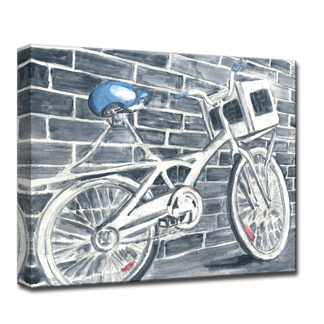 'Blue Bikeseat' Wrapped Canvas Wall Art