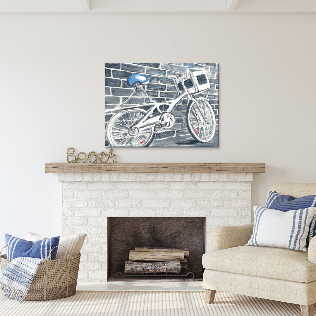 'Blue Bikeseat' Wrapped Canvas Wall Art
