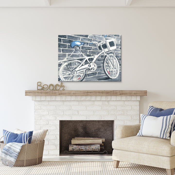 'Blue Bikeseat' Wrapped Canvas Wall Art