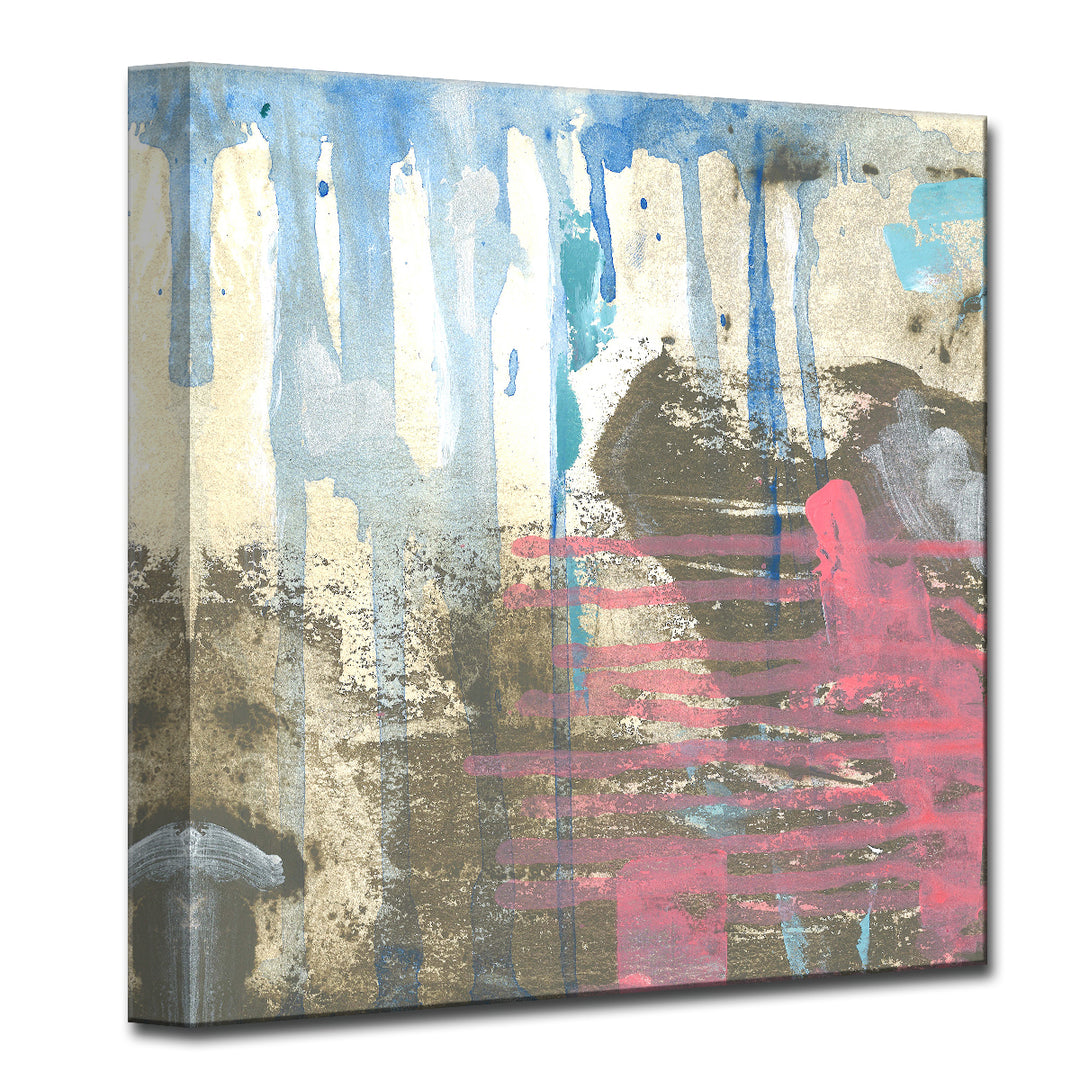 'Browns, Blues & Pink' Wrapped Canvas Wall Art