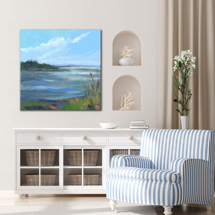 'Coral & Blues' Wrapped Canvas Wall Art