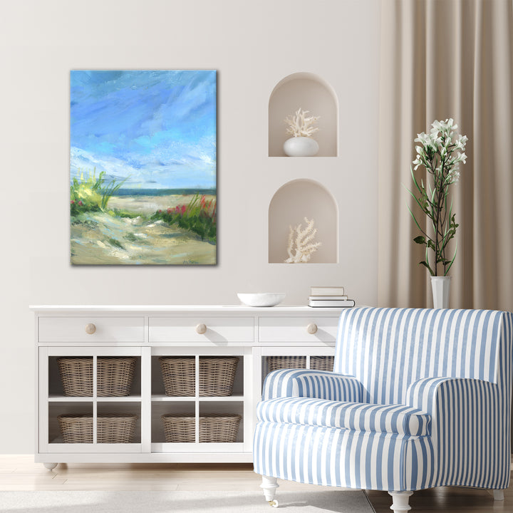 'Flowers & Seagrass' Wrapped Canvas Wall Art