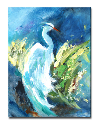 'Heron in Color' Wrapped Canvas Wall Art