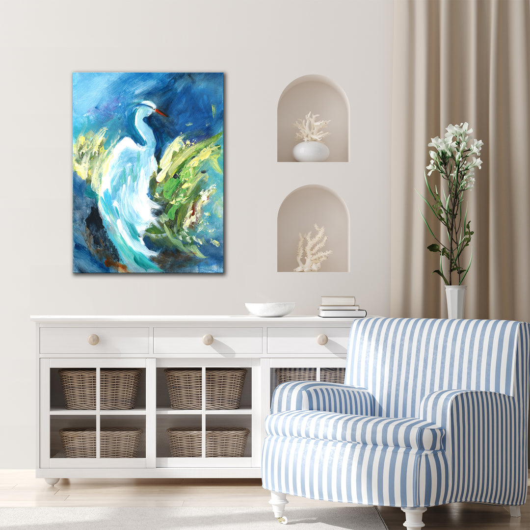 'Heron in Color' Wrapped Canvas Wall Art