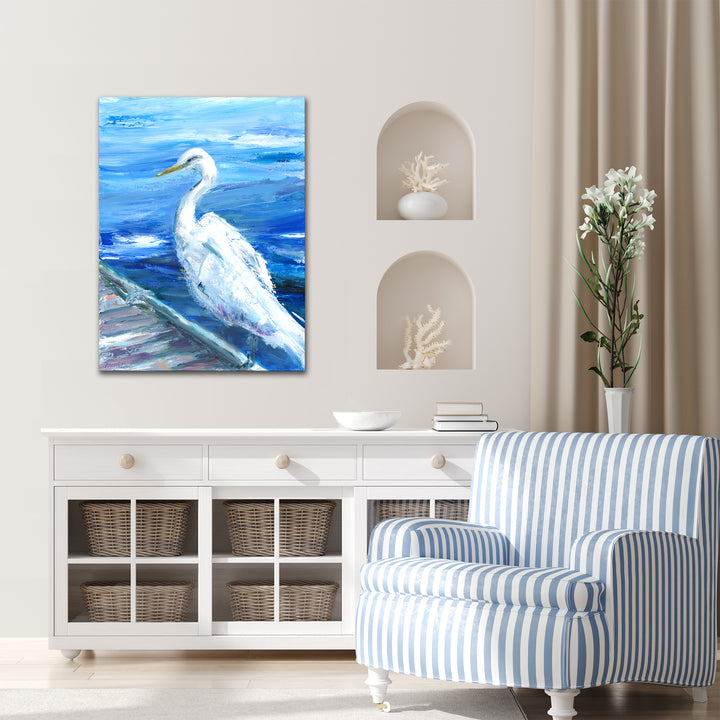 'Heron on Deck' Wrapped Canvas Wall Art