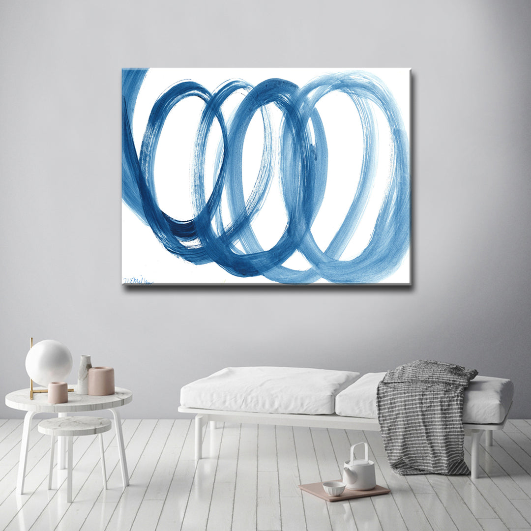 'Loopy Blue' Wrapped Canvas Wall Art