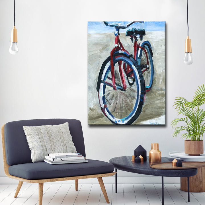'Red Bike' Wrapped Canvas Wall Art