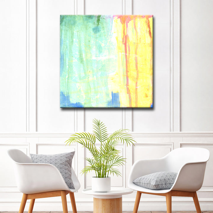 'Soft Green & Yellow' Wrapped Canvas Wall Art
