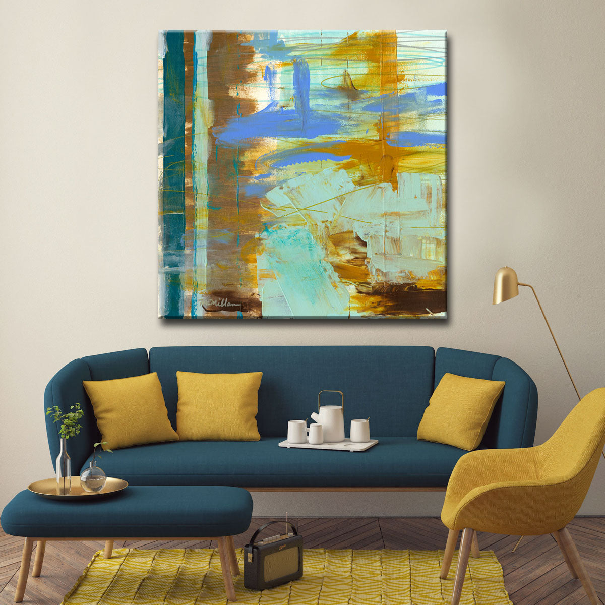 Goldrush' Coastal Abstract Wrapped Canvas Wall Art – Ready2HangArt