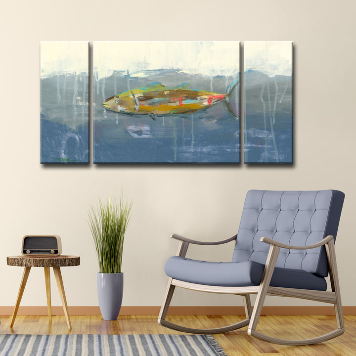 'Tuna in Water' Wrapped 3-Piece Canvas Set
