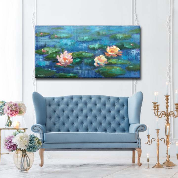 'Water Lillies in Color' Wrapped Canvas Wall Art