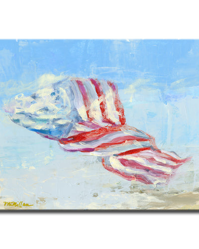 'Wind Blown Flag' Wrapped Canvas Wall Art