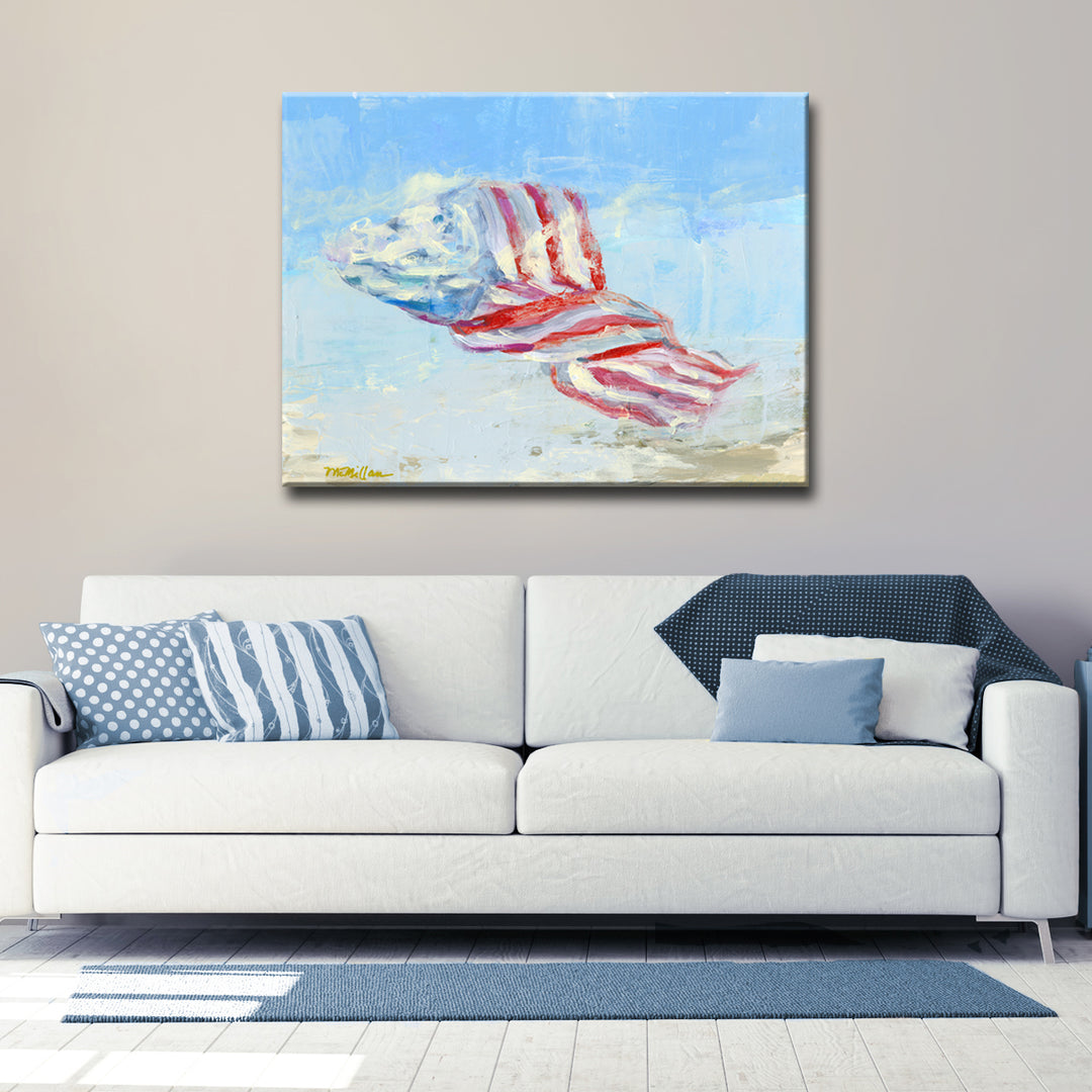 'Wind Blown Flag' Wrapped Canvas Wall Art