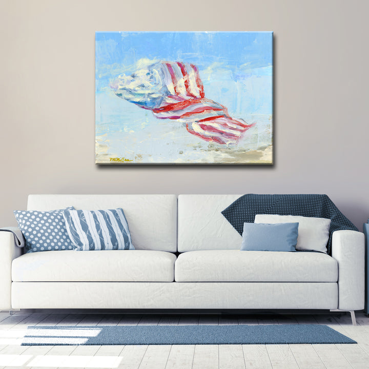 'Wind Blown Flag' Wrapped Canvas Wall Art