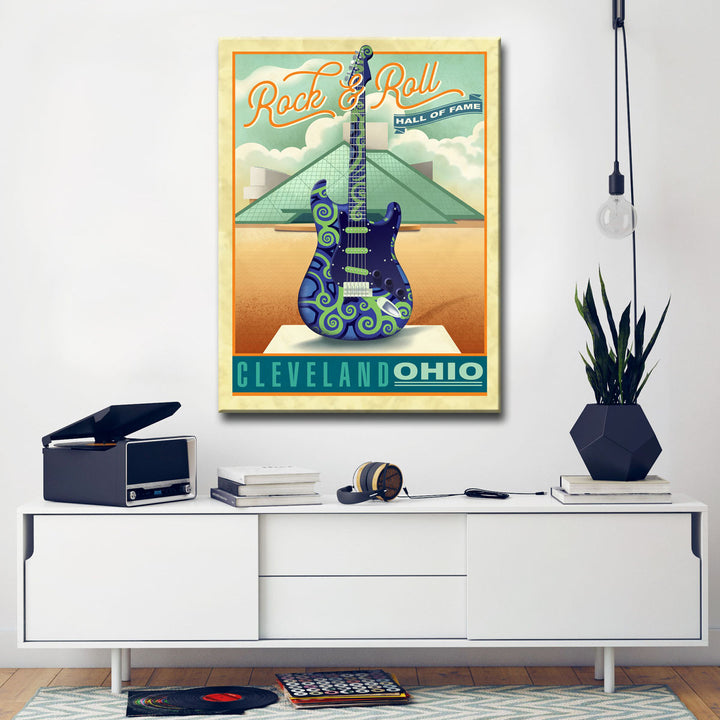 Rock & Roll- Cleveland' Wrapped Canvas Wall Art