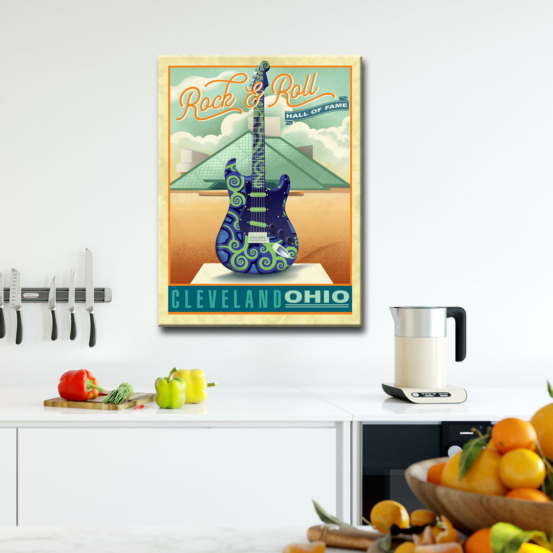 Rock & Roll- Cleveland' Wrapped Canvas Wall Art