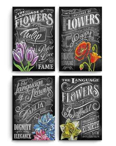 Language of Flowers' 4 Piece Wrapped Canvas Wall Art