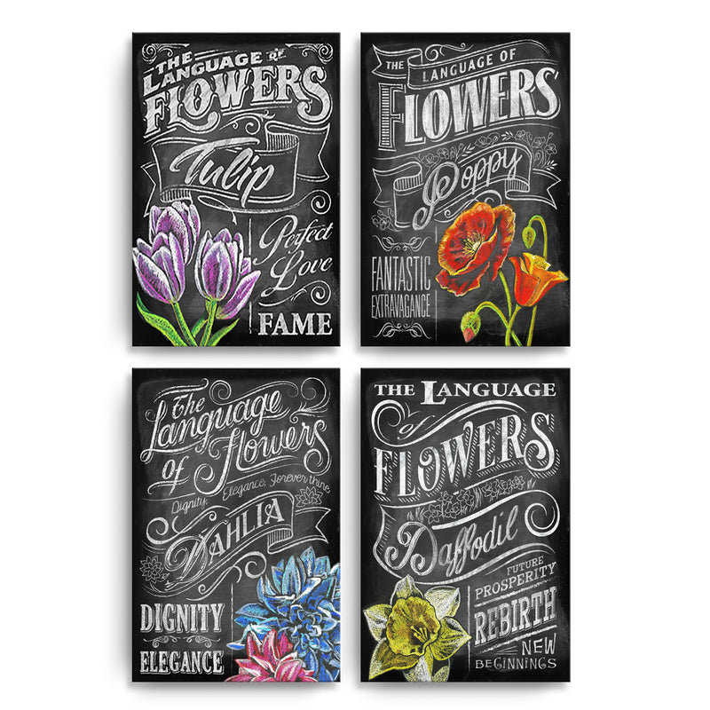 Language of Flowers' 4 Piece Wrapped Canvas Wall Art