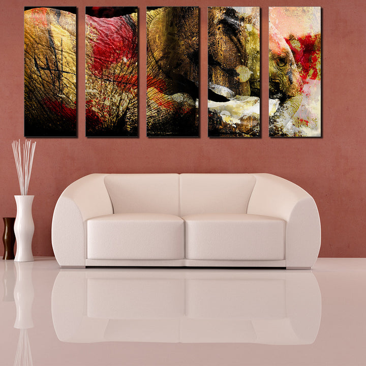 Saddle Ink Elephant V' Canvas Wall Art